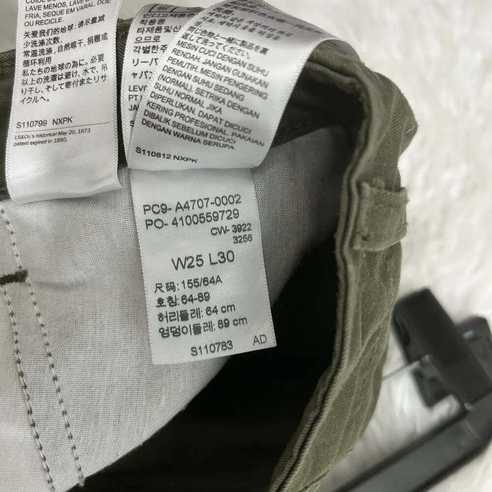 Levis Pants Sz 25 Green '94 Baggy Utility Cargo Drawstring Leg Streetwear Skater - Picture 11 of 14